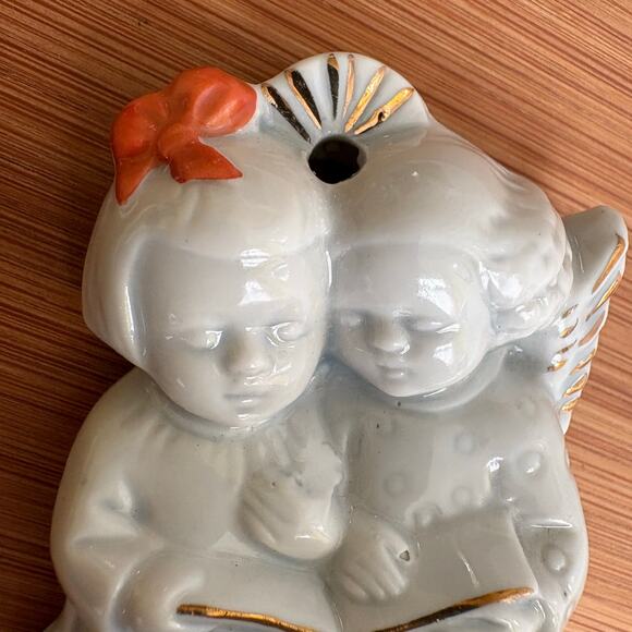 Antique Miniature Holy Water Font Bisque Porcelain Germany Angel Child Miniature - Picture 2 of 11